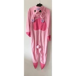 Lilo & Stitch Angel Costume Adult M Pink Hooded Fleece Pajamas Cosplay Halloween - Picture 1 of 8
