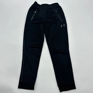 Under Armour Sweatpants Youth Boys Size 6 Black Pocket Zip Logo..#32114 - Picture 1 of 12