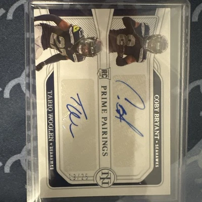 2022 Panini National Treasures Coby Bryant & Tariq Woolen RC Prime Pairings /25 - Image 1 of 4