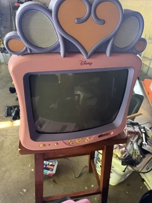 Disney Princess Pink 13" CRT Color TV   DT1350-P w/ Remote & Speakers Tested - Image 1 of 3