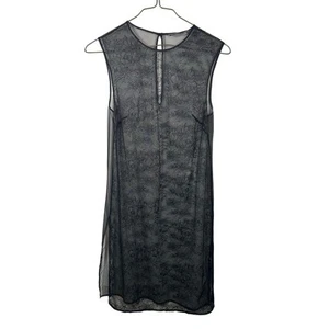 Victoria's Secret Black Sheer Mesh Floral Round Neck Slip Dress Women's Large - Picture 1 of 7