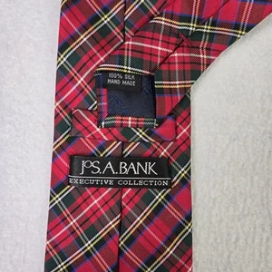 Jos A Bank Executive Collection Corbata de Lujo Rojo Tartán Cuadros Seda 61" x 3.5" Usada en Excelente Condición - Imagen 1 de 6