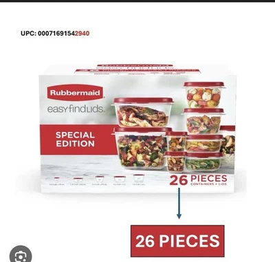 Tapas Rubbermaid Easy Find 26 Piezas Edición Especial Tapas Rojas Especiales Foto 1 de 4