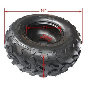 16x8-7 7" Black Front or Rear Wheel Rim Tire Assembly for 110cc 125cc ATV Quad - Picture 1 of 5