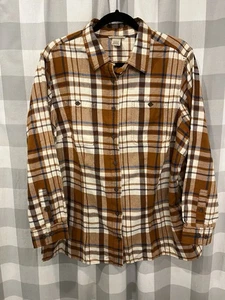 Duluth Trading Free Swingin Damen 1X braun blau kariert Flanell Knopf 100% Baumwolle - Bild 1 von 7