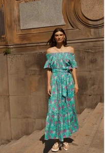 NWT GUADALUPE DESIGN Momposina Camila Floral Maxi Dress M Block Print - Picture 1 of 7