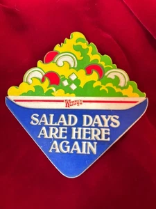Wendy's Vintage Salad Days Are Here Again 80s Plastic 4" Employee Pinback Button - Picture 1 of 2