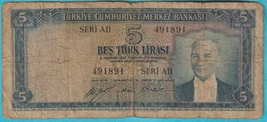 Türkei 1930 5 Lira Umlauf Banknote Pick 174a 191891 - Bild 1 von 2
