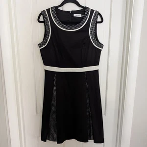 Vestido para mujer Calvin Klein hasta la rodilla talla 12 lunares paneles oficina negro y blanco - Imagen 1 de 8