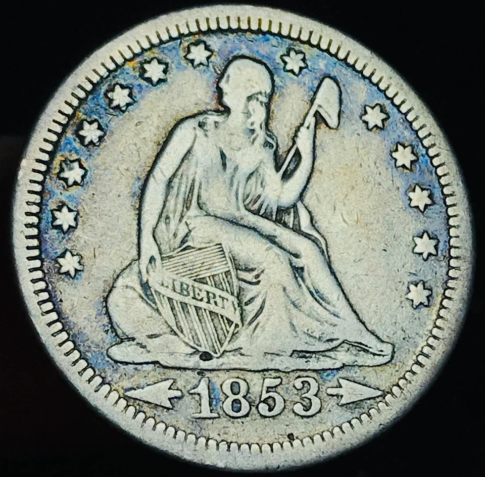 1853 Seated Liberty Quarter 25C RAYS ARROWS Ungraded 90% Silver US Coin CC25012 - Image 1 of 4