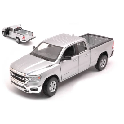 DODGE RAM 1500 DOUBLE CABINE PICK-UP 2019 SILVER 1:27 Welly Auto Stradali Modell - Immagine 1 di 3