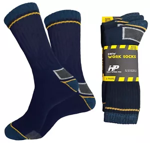 3er-PACK CREW-SOCKEN VOLLPOLSTER DICKE ARBEITSSTIEFELSOCKEN BAUMWOLLE MARINEBLAU 10-13 - Bild 1 von 6