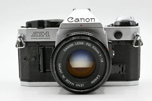 Chrome Canon AE-1 Program SLR Camera+50mm Lens - Very Nice - Tested Fast Ship - Picture 1 of 6