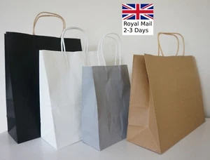 Quality Twist Handle Paper Party and Gift Carrier Bags Black Grey White Brown - Picture 1 of 14