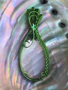 Green Wire Wrapped Clear Quartz w/Hematite Stars Pendant Necklace Handmade OOAK - Picture 1 of 5