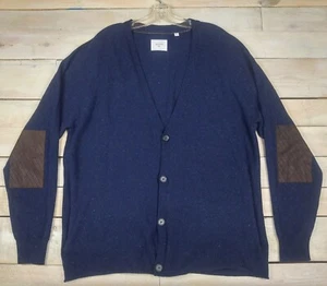 BILLY REID Wool Blend Speckled Blue Cardigan Sweater Fits L/XL Italy - Picture 1 of 7