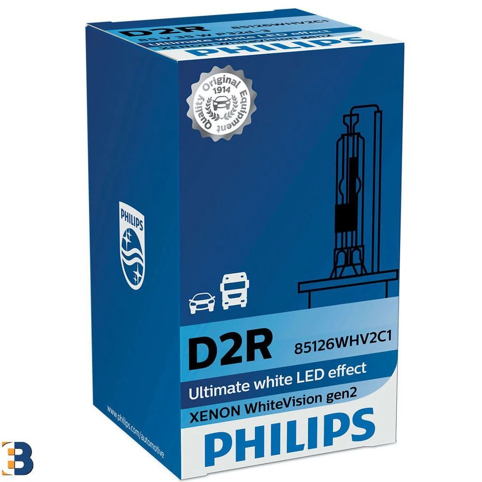 Philips D2R White Vision gen2 35W HID Xenon Headlight Bulb 85126WHV2C1 5000K - Image 1 of 1