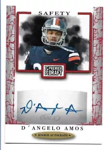 2021 Sage Hit Premier Draft D'Angelo Amos Red Autograph #A55 Virginia - Bild 1 von 2