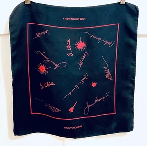 LOUIS VUITTON Silk Scarf- Signatures - Square Small - Red Black - Vintage 1996 - Picture 1 of 9