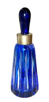Rare Flacon à parfum ancien en cristal bleu cobalt – signé Philae Stephens Paris - Photo 1/4