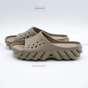 Size 9 Women's Crocs Echo Slide Sandals 208170-2G9 Tumbleweed - Picture 1 of 7