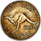 1939 Australia Coin 1 One Penny Kangaroo Coin Km# 36 Foreign World Old Money