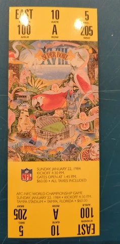 1984 Super Bowl XVIII Football Replica Ticket Washington Redskins LA Raiders Cover