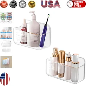 2-Pack Clear Acrylic Shower Organizer – Strong Adhesive, Easy Install, Dustproof - Picture 1 of 10