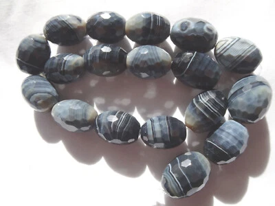 Cuentas de piedra ovaladas de ágata facetadas naturales de 14 1/2" Str 19-21 mm de largo A881 DNG Foto 1 de 4