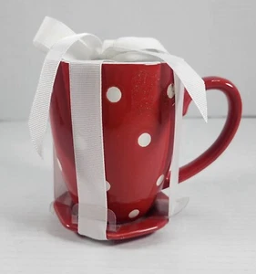 Nuevo juego de taza de té + platillo de cerámica a lunares de firma para artículos para el hogar San Valentín - Imagen 1 de 5
