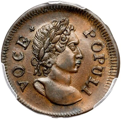 1760 N-4 R-3 PCGS MS 63 BN No P Voce Populi Colonial Copper Coin - Image 1 of 3
