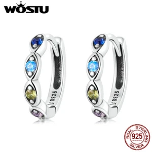 Wostu Fashion 925 Sterling Silver Evil Eye Ear Buckles CZ Earrings Gift Women - Picture 1 of 12
