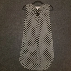 H&M Womens Shirt Mini Dress Shift 6 Sleeveless Knee Length Black White - Picture 1 of 9