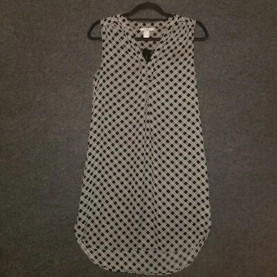 Mini vestido recto sin mangas H&M para mujer talla 6 hasta la rodilla negro blanco  Foto 1 de 4