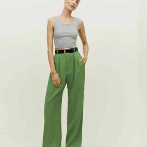 Reformation Women's Mason High Rise Wide Leg Pleated Trouser Pant Green Size 8 M - Picture 1 of 5