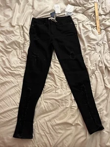 NWT Mashed Potatoes Denim Black Distressed Ripped Jeans - LA Designer Size 11 - Picture 1 of 12