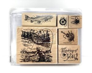** Stampin' Up ** Fly Fishing * 2002 * Set of 6 Rubber Stamps * Rare 