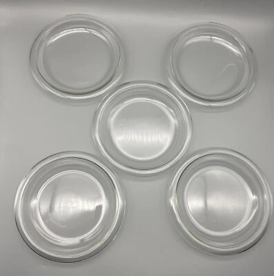 Vintage Bormioli Rocco Vitrosax Italy 5 Salad Plates Clear Glass 7.5" Dia *READ - Image 1 of 4