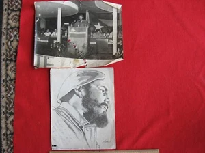 Original Foto von Fidel Castr mit Siegel und Portrait Che Guevara mit Widmung - Bild 1 von 7