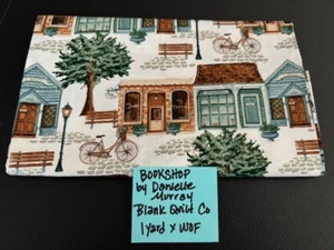 Bookshop Fabric by Danielle Murray Blank Quilt 1 yd X WOF Buildings Street Bike - Picture 1 of 3
