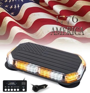 14"American Flag LED Strobe Beacon Light Bar Hazard Warning Flashing Controller - Picture 1 of 7