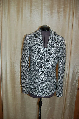 Blazer Walter Feminino Jaqueta Tweed Branco e Preto Tamanho 2 - Imagem 1 de 4