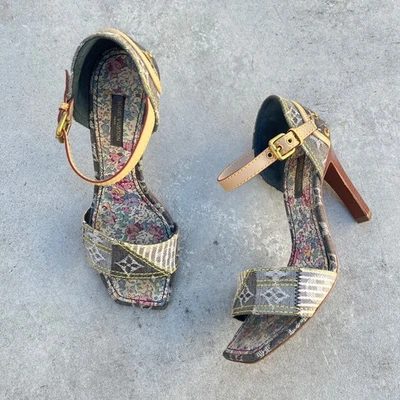 Louis Vuitton | Autentici sandali vintage denim LV monogramma in pelle floreale (35,5) - Immagine 1 di 4