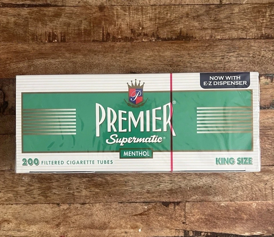 Premier Supermatic Menthol King Size Filtered Cigarette Tubes 1 New Box of 200 - Image 1 of 1