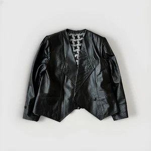 VTG Streetwear Japanese Style Punk Handmade Leather Blazer  Jacket 90s - Picture 1 of 9