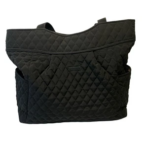 Vera Bradley Tote Bag • Large Pleated Tote black quilted, Big Bag Zip - Picture 1 of 10