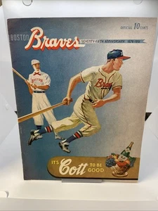 1951 Boston Braves vs Brooklyn Dodgers Programm mit Scorekarte richtig bewertet - Bild 1 von 11