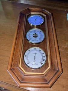 Vintage Springfield Wall Mounted Household Barometer Thermometer w/ Wood Frame - Picture 1 of 15