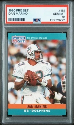 1990 Pro Set #181 Dan Marino Card PSA 10 RARE Low Pop 47 HOF Miami Dolphins GOAT - Image 1 of 2