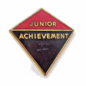 Junior Achievement Lapel Pin Red Black Kite Shape Gold Tone Vintage Badge - Picture 1 of 6